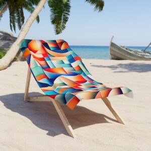 Beach Towel Sunset Geometric Waves