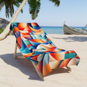 Beach Towel Sunset Geometric Waves