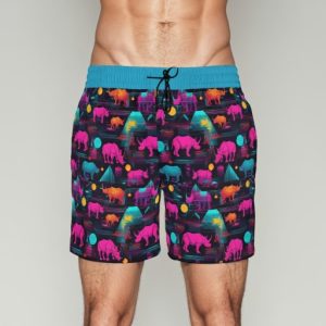 Neon Safari Swim Trunks