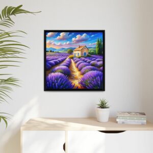 Lavender Field Framed Canvas Art – Colorful Landscape Wall Decor for Home, Office & Gifts