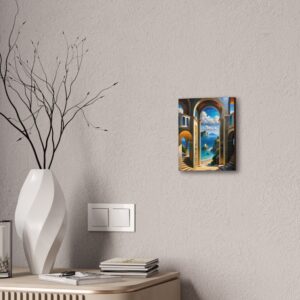 Serene Coastal Canvas Art – Tranquil Seascape with Architectural Arches