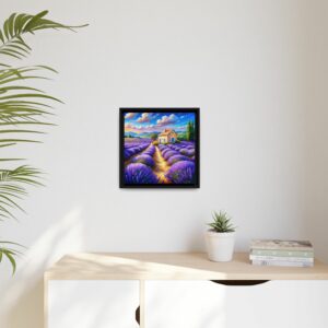 Lavender Field Framed Canvas Art – Colorful Landscape Wall Decor for Home, Office & Gifts