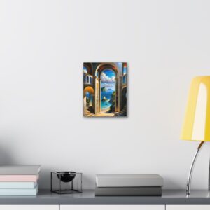 Serene Coastal Canvas Art – Tranquil Seascape with Architectural Arches