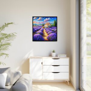Lavender Field Framed Canvas Art – Colorful Landscape Wall Decor for Home, Office & Gifts