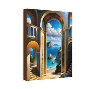 Serene Coastal Canvas Art – Tranquil Seascape with Architectural Arches