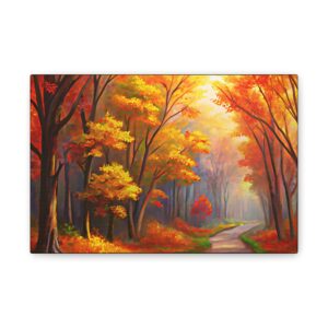 Autumn Forest Canvas Art- Vibrant Fall Landscape Wall Art