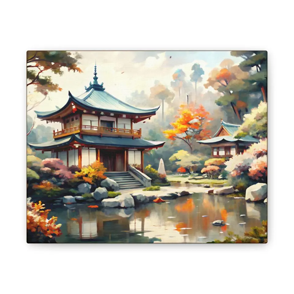 Oriental Serenity Canvas Art - Tranquil Landscape Decor